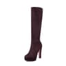 Womens Knee High Platform Boots With Square Heels And Zipper Closure 8