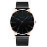 Mens Minimalist Quartz Watch with Stainless Steel Mesh Band and Slim Round Case