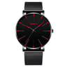 Mens Minimalist Quartz Watch with Stainless Steel Mesh Band and Slim Round Case