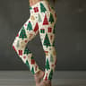 Womens Christmas Print Fleece Leggings With Mid Rise Waist And Ankle Length 8