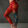 Womens Christmas Print Fleece Leggings With Mid Rise Waist And Ankle Length 10