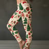 Womens Christmas Print Fleece Leggings With Mid Rise Waist And Ankle Length 9