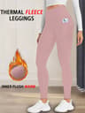 Womens Thermal Fleece Lined Leggings with Pockets and High Waist Tummy Control