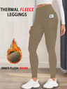 Womens Thermal Fleece Lined Leggings with Pockets and High Waist Tummy Control