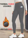 Womens Thermal Fleece Lined Leggings with Pockets and High Waist Tummy Control
