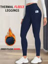Womens Thermal Fleece Lined Leggings with Pockets and High Waist Tummy Control