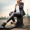 Womens High Waist Faux Leather Leggings with Stretchy Push Up Fit