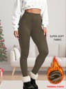Womens Thermal Fleece Lined Leggings Low Rise Stretchy Winter Yoga Pants 7