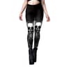 Womens Gothic Skeleton Print Leggings Stretchy Ankle Length Halloween Pants
