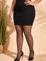Sheer Black Polka Dot And Heart High Waist Tights Set 8