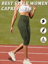 Womens High Waisted Capri Leggings with Tummy Control and Soft Fabric