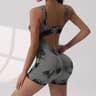 Womens V Shaped Cutout Waist Jumpsuit High Stretch Tie Dye Yoga Outfit