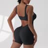 Womens V Shaped Cutout Waist Jumpsuit High Stretch Tie Dye Yoga Outfit