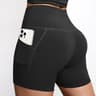 Womens High Waisted Biker Shorts with Side Pockets for Yoga and Running