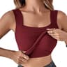 Womens U Neck Tank Top With Built In Wireless Bra and Layered Design