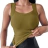 Womens U Neck Tank Top With Built In Wireless Bra and Layered Design