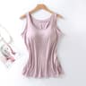 Womens Slim Fit Tank Top With Built In Padded Bra and Soft Stretch Fabric