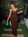 Solid Ruched Spaghetti Strap Maxi Dress Women Casual Sleeveless Backless Bodycon Ladies Party Stree 5