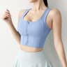 Breathable Front Zip Womens Yoga & Gym Sports Bra with Push Up Support