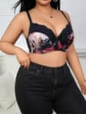 Elegant Floral Support Plus Size Push Up Lace Bra – Lift, Shape & Comfort
