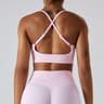 Seamless Cross Back High Support Women Sports Bra Top With Push Up Chest Pads 1