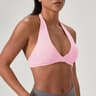 V Neck Halter Sports Bra with Open Back and Removable Pads