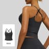 Adjustable Sports Bra Cross Back Yoga Bra Padded U Neck Workout Top