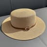 Womens Straw Beach Hat With Bow Flat Brim Panama Sun Hat 7