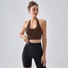 Backless Sports Bra Halter Neck Padded Workout Crop Top