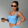 Seamless Criss Cross Back Sports Bra Padded Yoga Workout Top 7