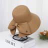Women Ribbon Bow Straw Beach Sun Hat 2