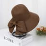Women Ribbon Bow Straw Beach Sun Hat 5