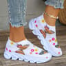 Crystal Floral Knitted Sneakers  Breathable Mesh Lightweight Walking Shoes For Women 7