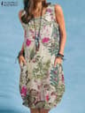 Bohemian Sleeveless Floral Sundress With Side Pockets 11