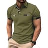 Mens Golf Polo Short Sleeve Color Block Casual Shirt 6