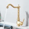 Retro Brass Antique Bronze Kitchen Faucet  Deck Mounted Single Handle Mixer 9