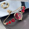 Triple Heart DiamondEncrusted Bracelet Watch  Elegant Light Luxury Quartz Timepiece With Round Allo 10