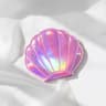 Iridescent ShellShaped Compact Mirror  DualSided 2X Magnifying Travel Tool 6
