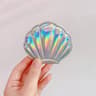 Iridescent ShellShaped Compact Mirror  DualSided 2X Magnifying Travel Tool 8