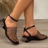 Luxury Designer Lace Mesh High Heels  Elegant Braided SquareToe Sandals 6