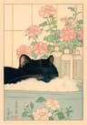 Japanese Tabby Cat In Bathtub  Retro Aesthetic Japandi Canvas Art 16