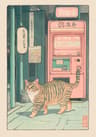 Japanese Tabby Cat In Bathtub  Retro Aesthetic Japandi Canvas Art 18