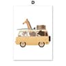 Funny Safari Animals Canvas Art  Whimsical Nursery  Nordic Kids Bedroom Decor 8