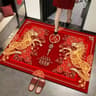 2026 Chinese New Year Year Of The Horse Carpet Mat  Red  Gold Running Horse And Peony Floral Festiv 7