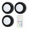 Battery Powered RGB Mini LED Puck Lights 3 Pack  62mm 8