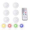 16 Color Dimmable RGB LED Round Puck Light Remote Control Under Cabinet Night Light 9