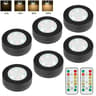 Black Dimmable CCT LED Round Under Cabinet Light Remote Control Wardrobe Lamp 12