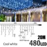 Waterproof Outdoor Icicle Curtain Lights 8 Modes PlugIn Fairy Lights 8