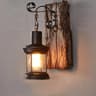 Outdoor Antique Wood  Glass Industrial Retro Wall Sconce 0
