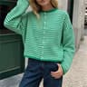Womens Casual Striped Long Sleeve Knit Cardigan Sweaters 14
